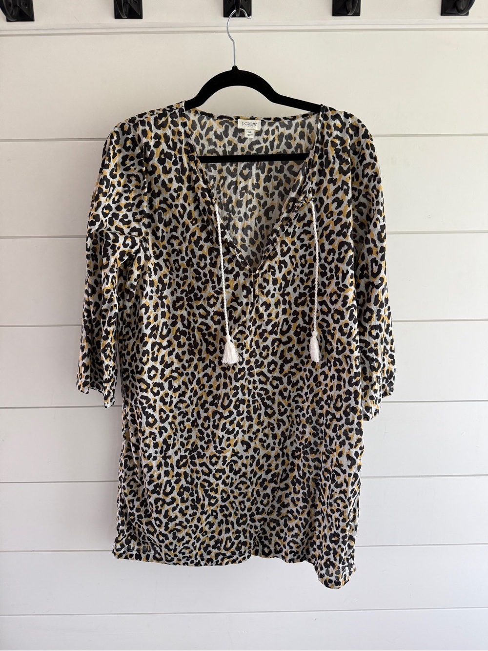 J.CREW Neutral Leopard Print Top in Black, Tan, Cream - Picture 1 of 6